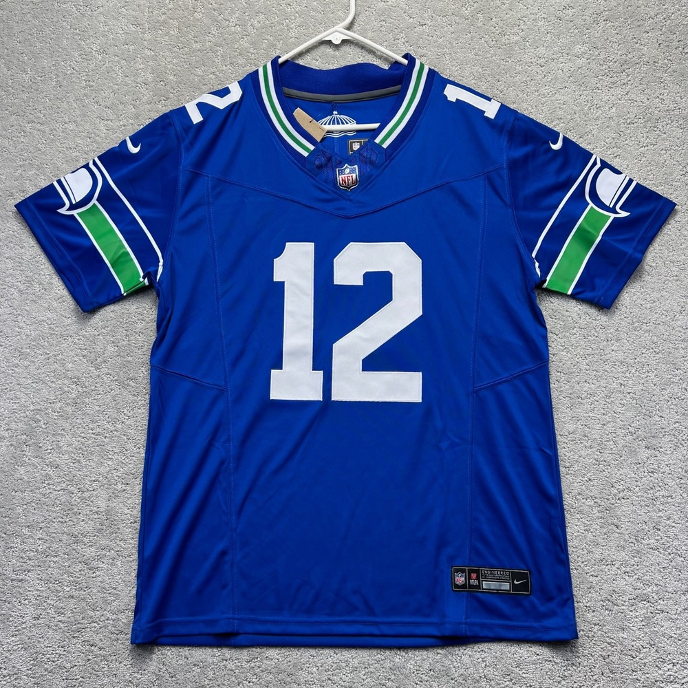 Nike Seattle Seahawks Fan Jersey Mens Small Blue On Field NFLPA Dri-Fit NWT